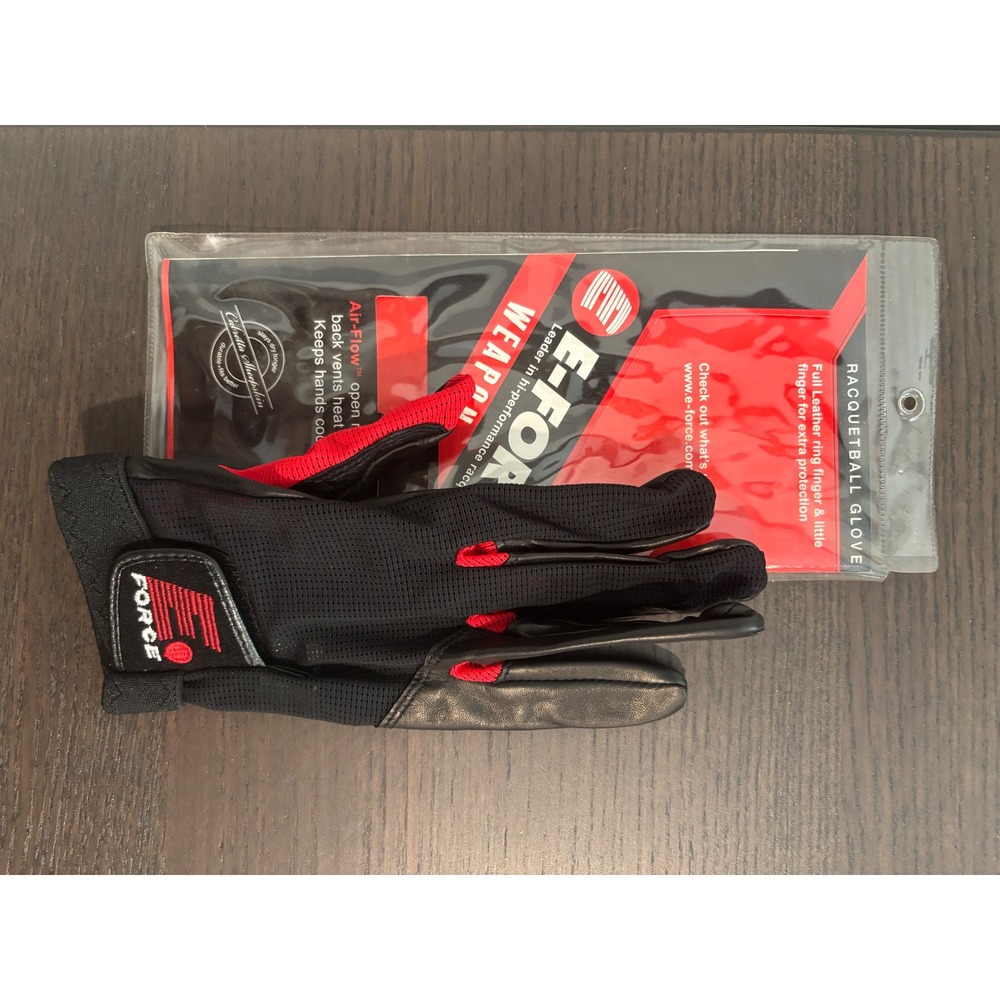 E-Force Weapon Racquetball Glove Mens Large Red Black Cabretta Leather Grip - Picture 4 of 4